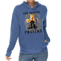 God Jesus Answers Prayers Warrior Men Christian Lion Graphic Lightweight Hoodie | Artistshot