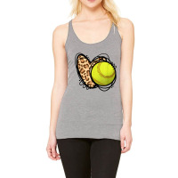 Leopard Print Heart Softball Lover Softball Season Love T Shirt Racerback Tank | Artistshot