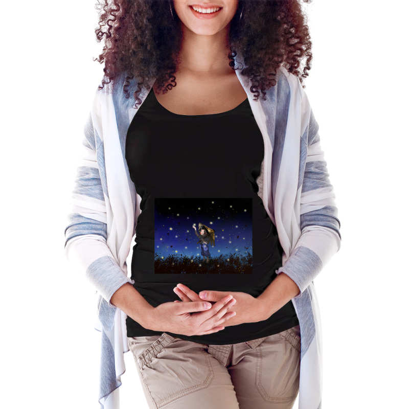 Setsukos Fireflies Maternity Scoop Neck T-shirt by cm-arts | Artistshot