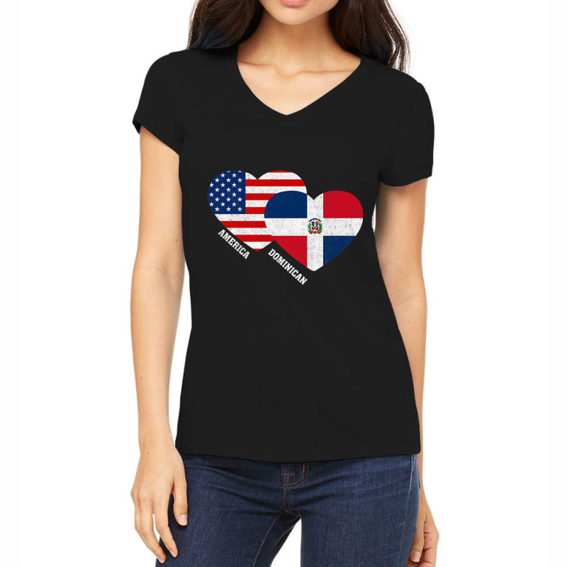 Dominican Republic Flag Shirt Half Dominican American Pride Premium T Women's V-Neck T-Shirt by cm-arts | Artistshot