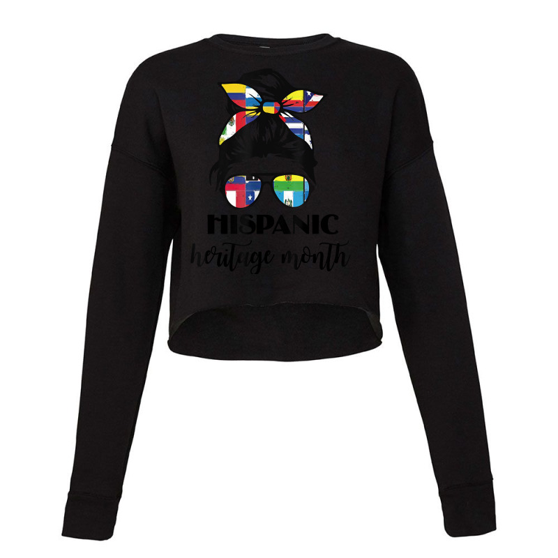 Latin American Flags Hispanic Heritage Month Messy Hair Bun T Shirt Cropped Sweater by cm-arts | Artistshot