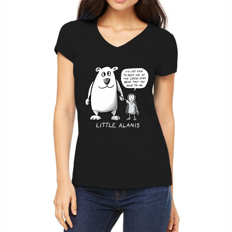 Little Alanis And Her Cross-eyed Bear ( On Darker Colors) Women's V-Neck T-Shirt by cm-arts | Artistshot