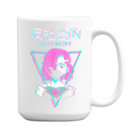 Antisocial Vaporwave Anime Girl Japanese Indie Alt Aesthetic 15 Oz Coffee Mug | Artistshot