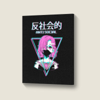 Antisocial Vaporwave Anime Girl Japanese Indie Alt Aesthetic Portrait Canvas Print | Artistshot