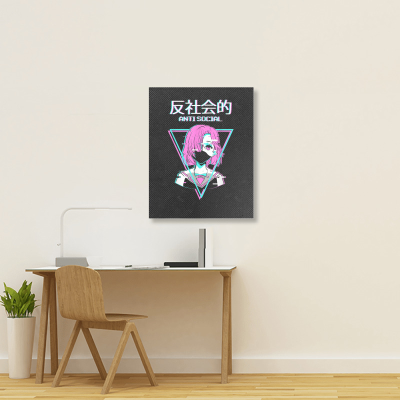 Antisocial Vaporwave Anime Girl Japanese Indie Alt Aesthetic Portrait Canvas Print | Artistshot