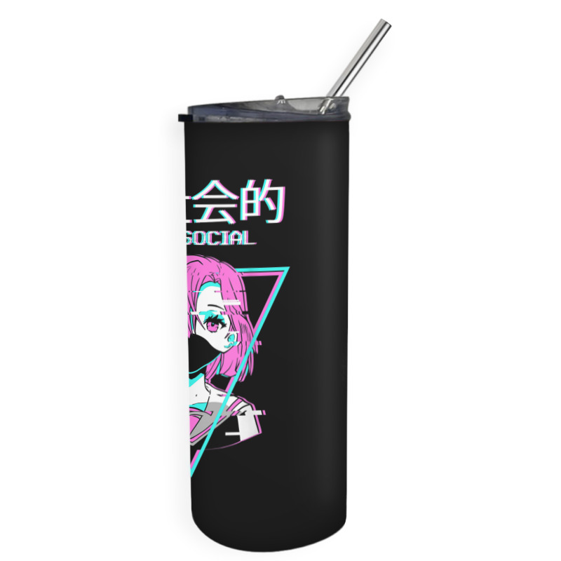 Antisocial Vaporwave Anime Girl Japanese Indie Alt Aesthetic Skinny Tumbler | Artistshot