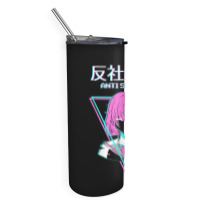 Antisocial Vaporwave Anime Girl Japanese Indie Alt Aesthetic Skinny Tumbler | Artistshot