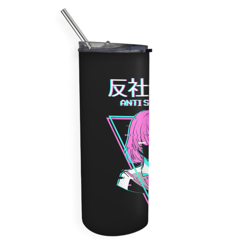 Antisocial Vaporwave Anime Girl Japanese Indie Alt Aesthetic Skinny Tumbler | Artistshot