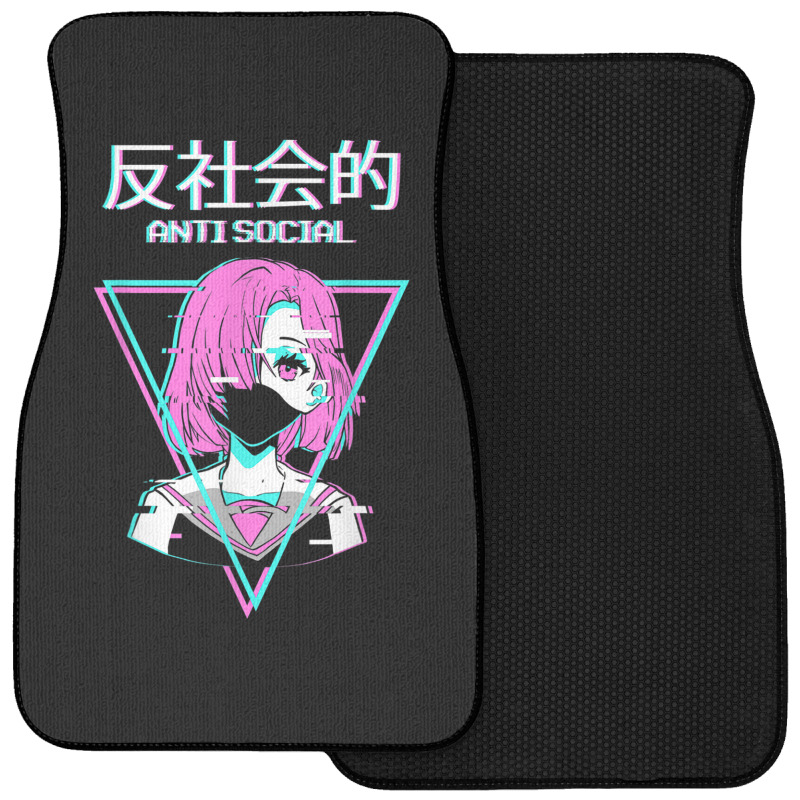 Antisocial Vaporwave Anime Girl Japanese Indie Alt Aesthetic Front Car Mat | Artistshot