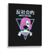 Antisocial Vaporwave Anime Girl Japanese Indie Alt Aesthetic Metal Print Vertical | Artistshot