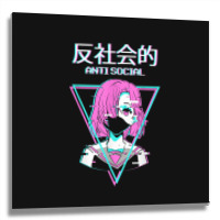 Antisocial Vaporwave Anime Girl Japanese Indie Alt Aesthetic Metal Print Square | Artistshot