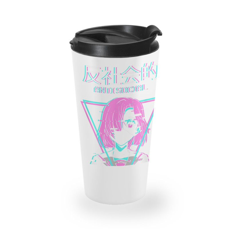 Antisocial Vaporwave Anime Girl Japanese Indie Alt Aesthetic Travel Mug | Artistshot