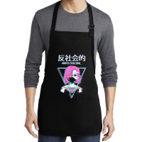 Antisocial Vaporwave Anime Girl Japanese Indie Alt Aesthetic Medium-length Apron | Artistshot