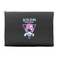 Antisocial Vaporwave Anime Girl Japanese Indie Alt Aesthetic Accessory Pouches | Artistshot