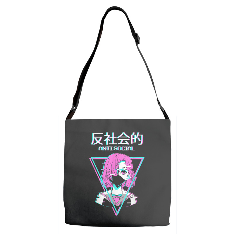 Antisocial Vaporwave Anime Girl Japanese Indie Alt Aesthetic Adjustable Strap Totes | Artistshot