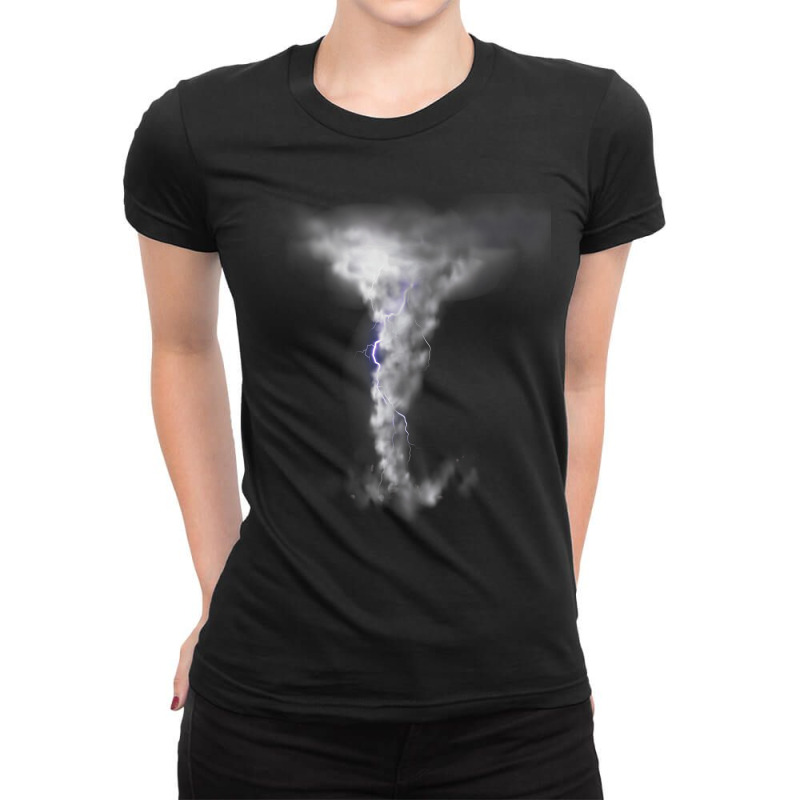 Tornado Hurricane Lightning Bolt Storm Cloud Strikes Sky Ladies Fitted T-Shirt by DevynGiorgio | Artistshot