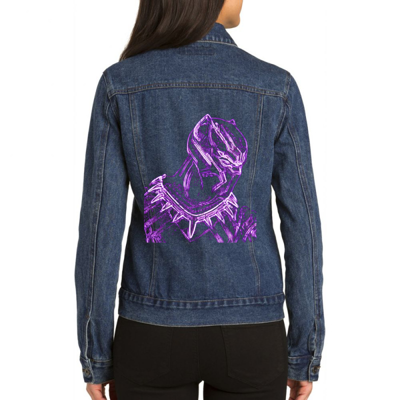 Black Panther Neon Ladies Denim Jacket by cm-arts | Artistshot