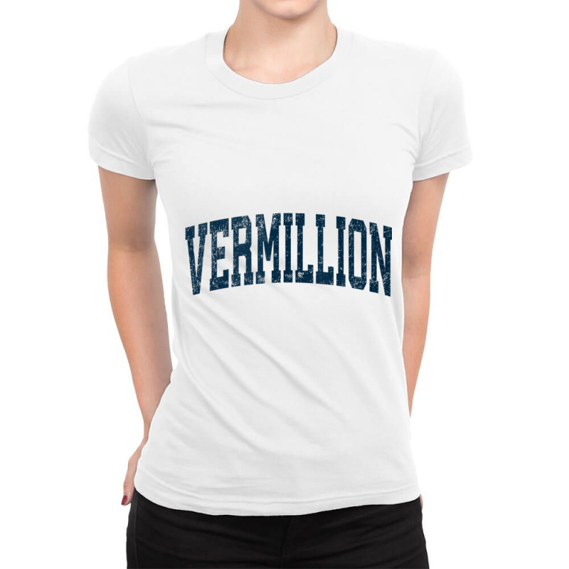 Vermillion South Dakota Sd Vintage Athletic Sports Navy Desi Tank Top Ladies Fitted T-Shirt by cm-arts | Artistshot