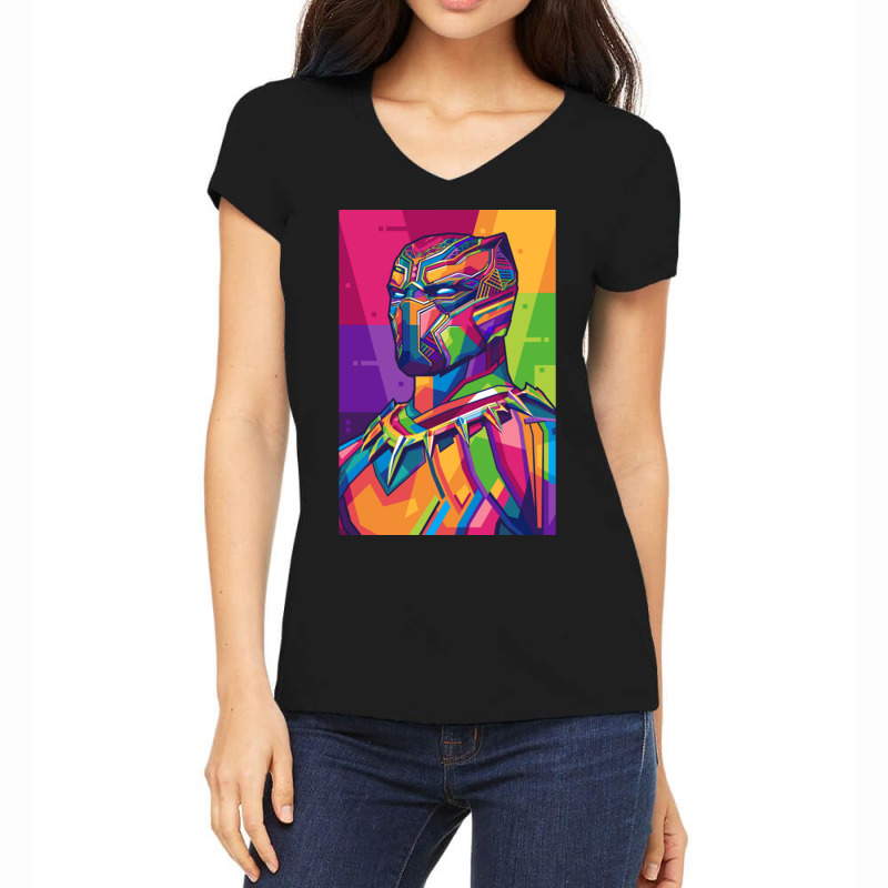 Black Panther Wpap Style Women's V-Neck T-Shirt by cm-arts | Artistshot