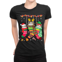 Three Exotic Shorthair Cats Inside Christmas Socks Merry Pullover Hood Ladies Fitted T-shirt | Artistshot