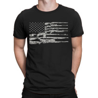 Big American Flag With Machine Guns  2a Flag Shirt T-shirt | Artistshot