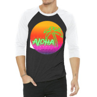 Aloha Hawaii Hawaiian Island Palm Beach Surfboard Sunset Premium 3/4 Sleeve Shirt | Artistshot