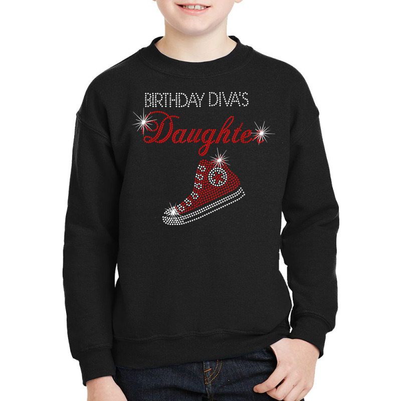 Birthday Diva's Daughter Sneaker Bling Rhinestone T Shirt Youth Sweatshirt by cm-arts | Artistshot