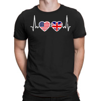 Great Britain Usa Heartbeat British American Flag T Shirt T-shirt | Artistshot