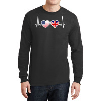 Great Britain Usa Heartbeat British American Flag T Shirt Long Sleeve Shirts | Artistshot