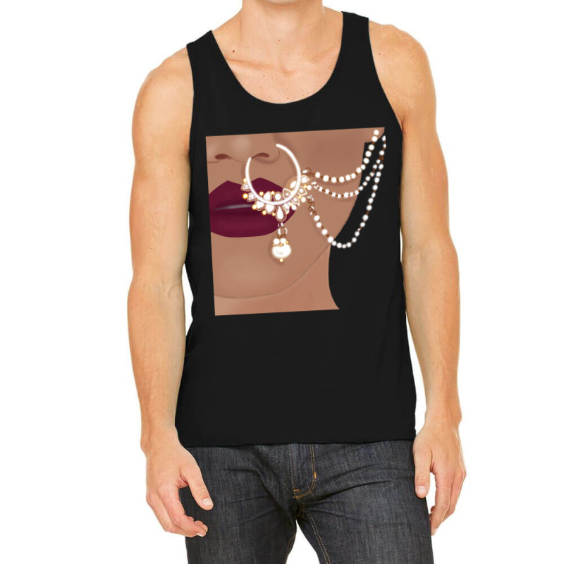 Desi Indian Pakistani  With Red Lips And Nose Ring With Chain Tank Top by cm-arts | Artistshot