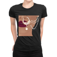 Desi Indian Pakistani  With Red Lips And Nose Ring With Chain Ladies Fitted T-shirt | Artistshot