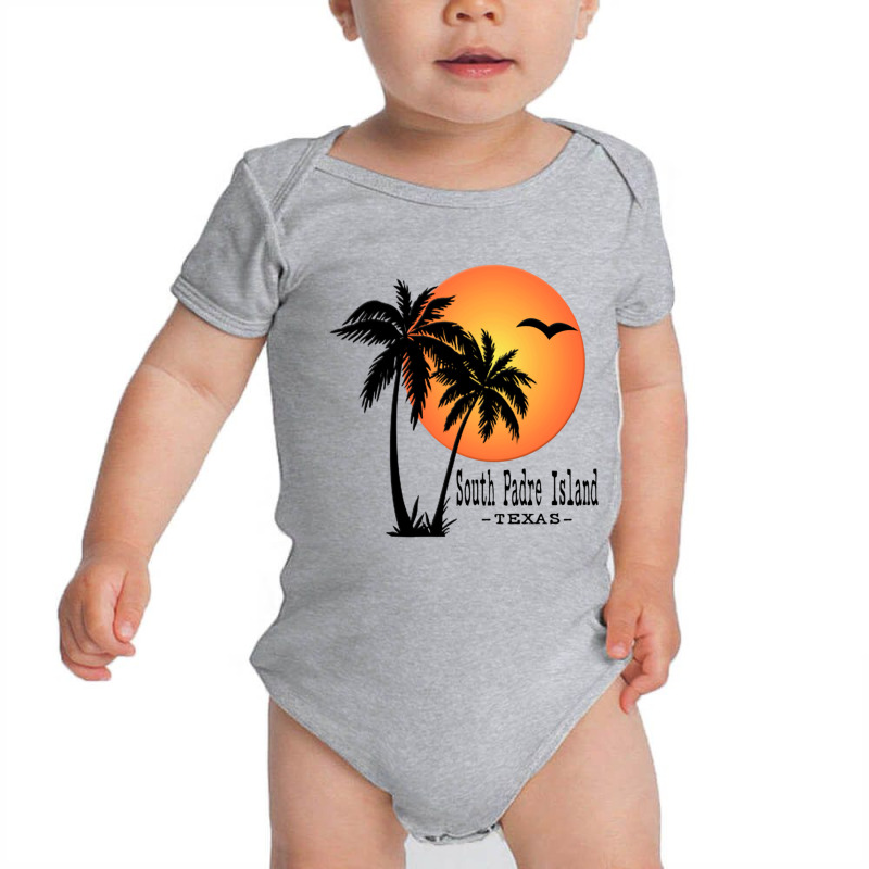 South Padre Island Souvenir Texas Gift Palm Tree Sun Beach Long Sleeve Baby Bodysuit by cm-arts | Artistshot