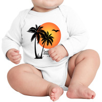 South Padre Island Souvenir Texas Gift Palm Tree Sun Beach Long Sleeve Long Sleeve Baby Bodysuit | Artistshot