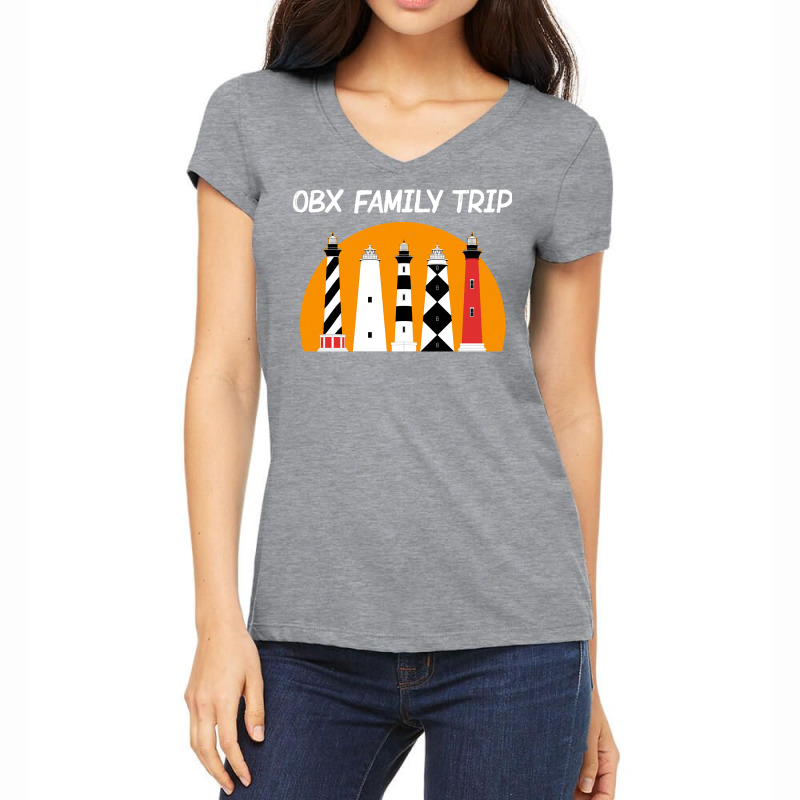 Obx Family Trip Outer Banks Lighthouses Beach Vacation Long Sleeve T S Women's V-Neck T-Shirt by cm-arts | Artistshot