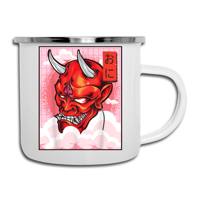 Oni Mask Demon Mask Yokai Kawaii Japanese Aesthetic Harajuku T Shirt Camper Cup by cm-arts | Artistshot