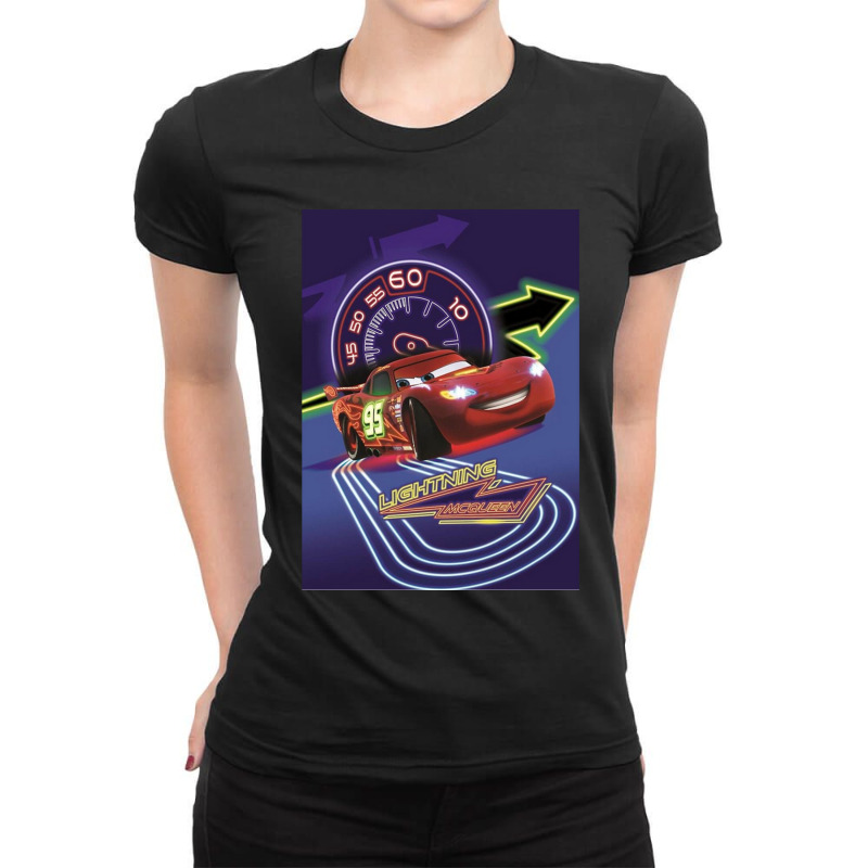 Lightning Mcqueen Pose Ladies Fitted T-Shirt by cm-arts | Artistshot