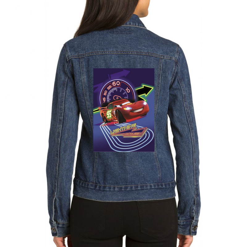 Lightning Mcqueen Pose Ladies Denim Jacket by cm-arts | Artistshot