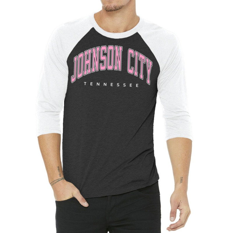 Johnson City Tennessee Tn Varsity Style Pink Text Premium T Shirt 3/4 Sleeve Shirt by nyce | Artistshot