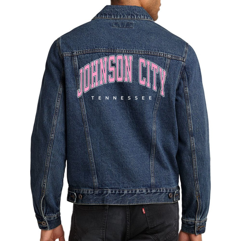 Johnson City Tennessee Tn Varsity Style Pink Text Premium T Shirt Men Denim Jacket by nyce | Artistshot