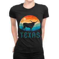 Texas Longhorn Cow Vintage Texan Cattle Herd Retro Lone Star Tank Top Ladies Fitted T-shirt | Artistshot