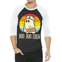 Boo Boo Crew Ghost Nurse Retro Halloween 2020 Nursing Rn 3/4 Sleeve Shirt | Artistshot