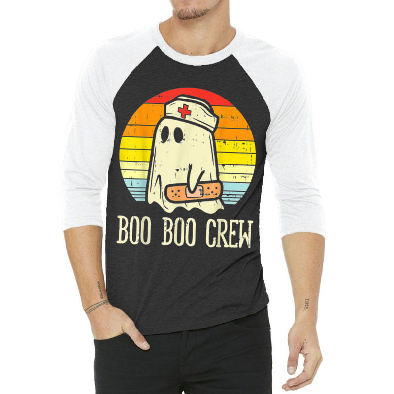 Boo Boo Crew Ghost Nurse Retro Halloween 2020 Nursing Rn 3/4 Sleeve Shirt | Artistshot