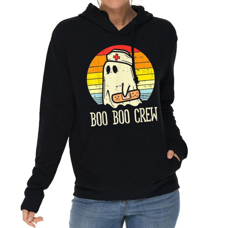 Boo Boo Crew Ghost Nurse Retro Halloween 2020 Nursing Rn Lightweight Hoodie | Artistshot