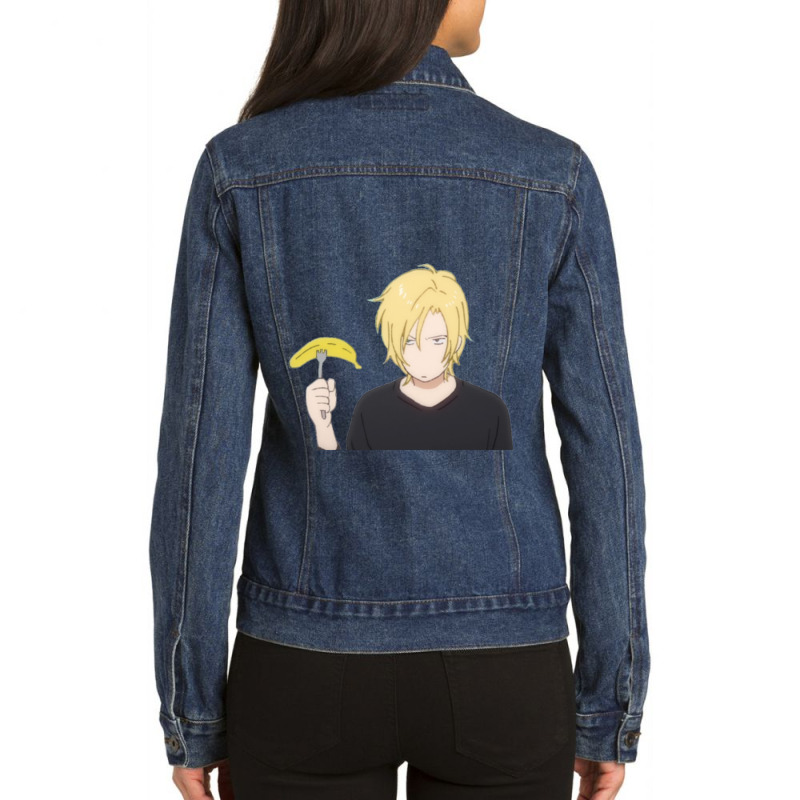 Ash With A Banana- Banana Fish Ladies Denim Jacket by cm-arts | Artistshot