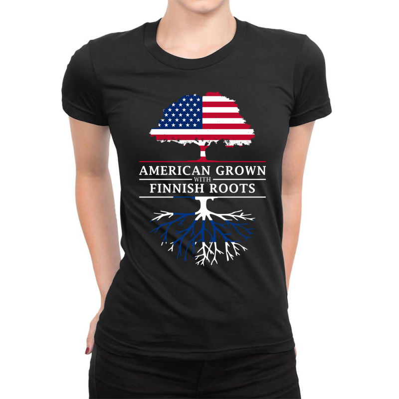 American Grown With Finnish Roots   Finland Long Sleeve T Shirt Ladies Fitted T-Shirt by cm-arts | Artistshot