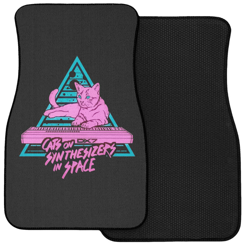 Cats On Synthesizers In Space - Neon T-shirt Front Car Mat | Artistshot