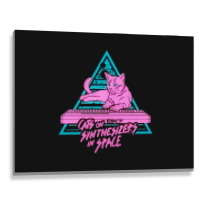 Cats On Synthesizers In Space - Neon T-shirt Metal Print Horizontal | Artistshot