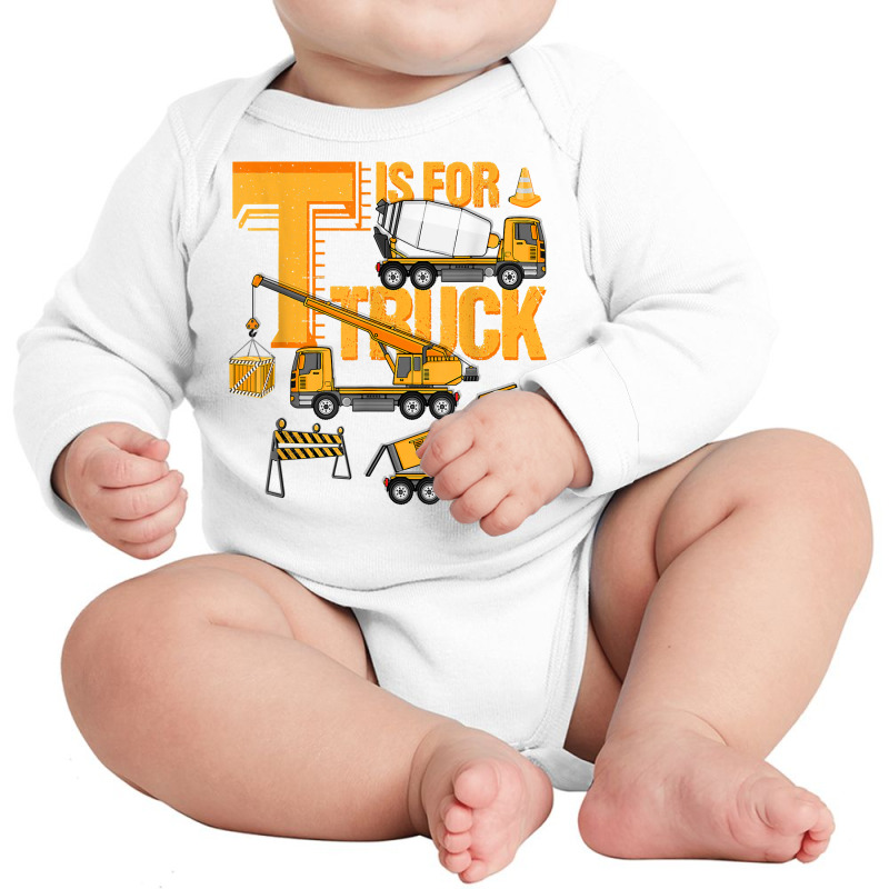 Kids Construction Site Construction Machinery Trucks T Shirt Long Sleeve Baby Bodysuit by cm-arts | Artistshot