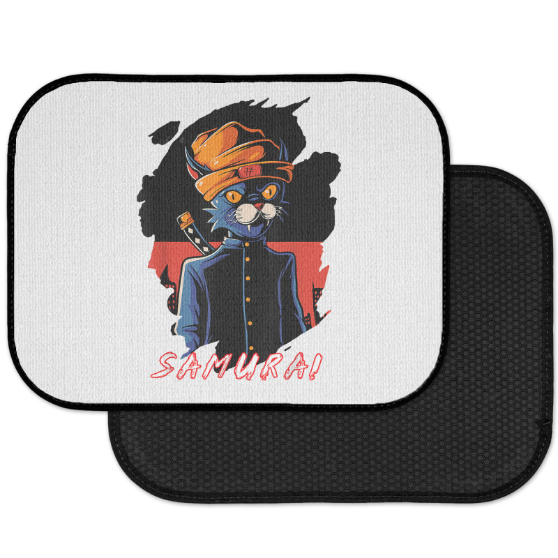 Japanese Anime Samurai Cat Lover Aesthetic Vintage Funny Art T Shirt Rear Car Mat | Artistshot