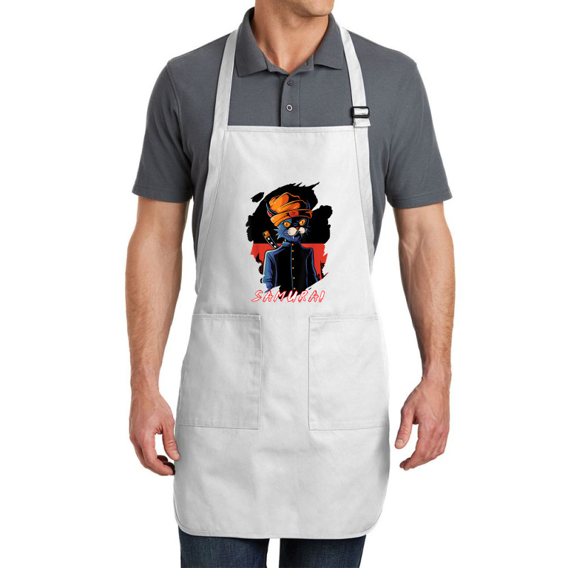 Japanese Anime Samurai Cat Lover Aesthetic Vintage Funny Art T Shirt Full-length Apron | Artistshot